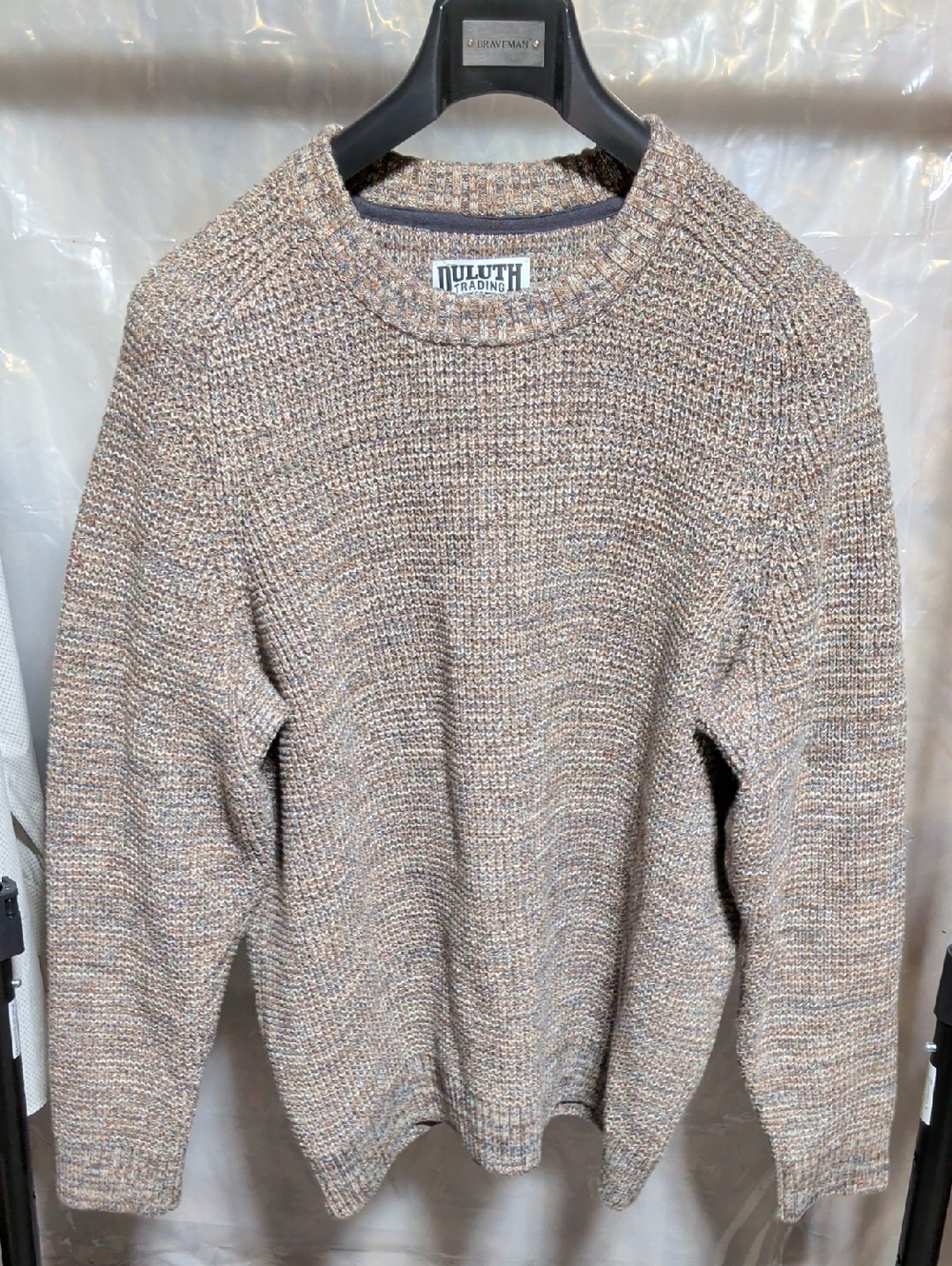 Duluth Trading Co Marled Tan Crewneck Knit Sweater